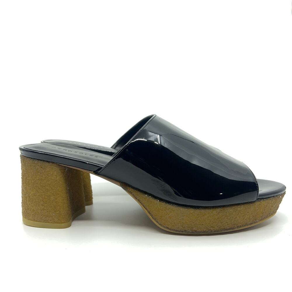 Aerosoles Canie Black Patent Heeled Sandal Mule Women's 11